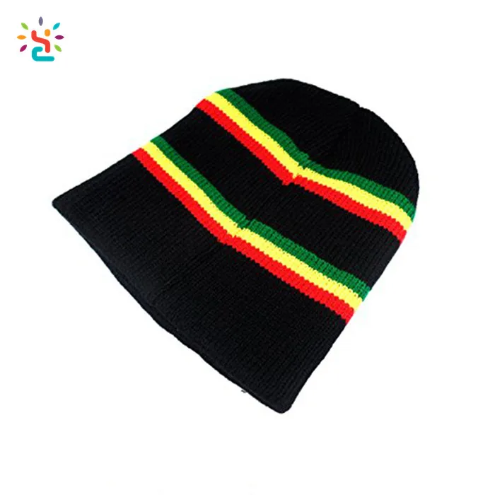 New arrival Jamaican beanie hats free rasta knit hat crochet pattern striped Reggae rasta winter hats