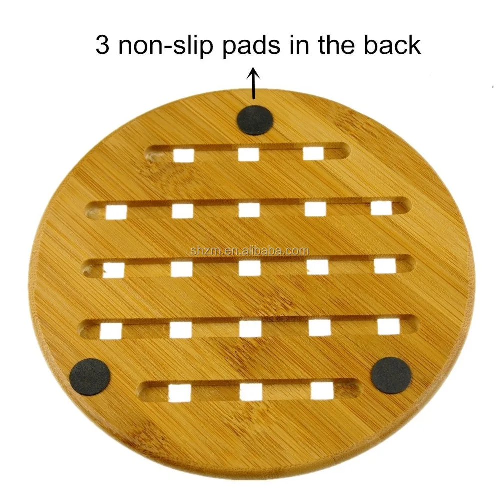 Manufacturer hot bamboo pot mat,round bamboo trivet