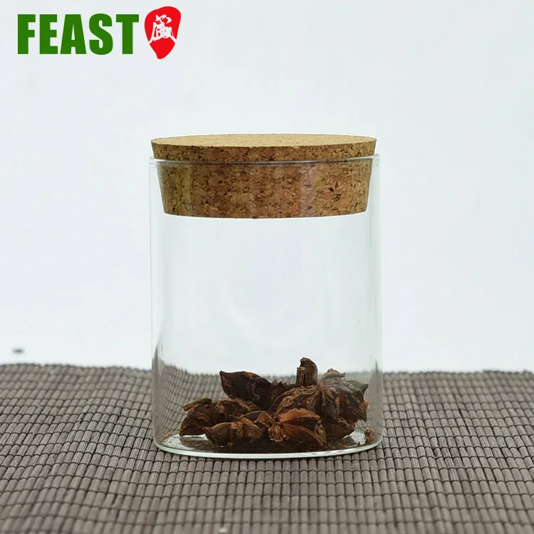 Borosilicate glass jar 1000ml cork lid wide with sphere corked lid glass jar storage