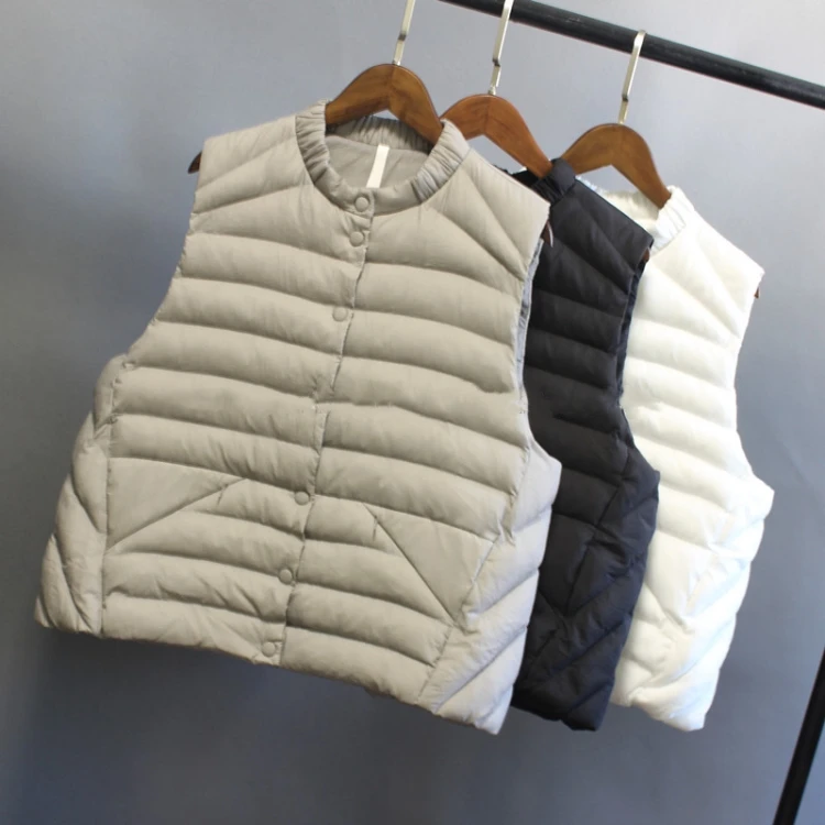 
women autumn winter faux down feather filling waist coat fashion puffy padded vest 