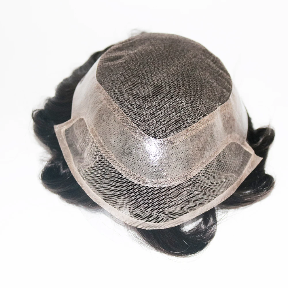 Real Human Hair Man Toupee Remy Hairpieces Swiss Lace With Clear Poly Around Free Shipping Toupee Mens