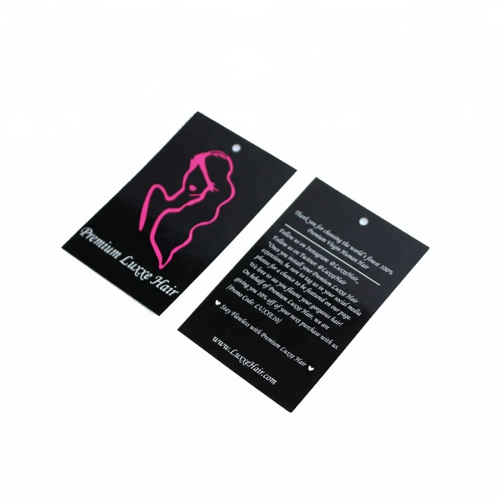 Custom printed logo hang tag /hair label with rope for wig