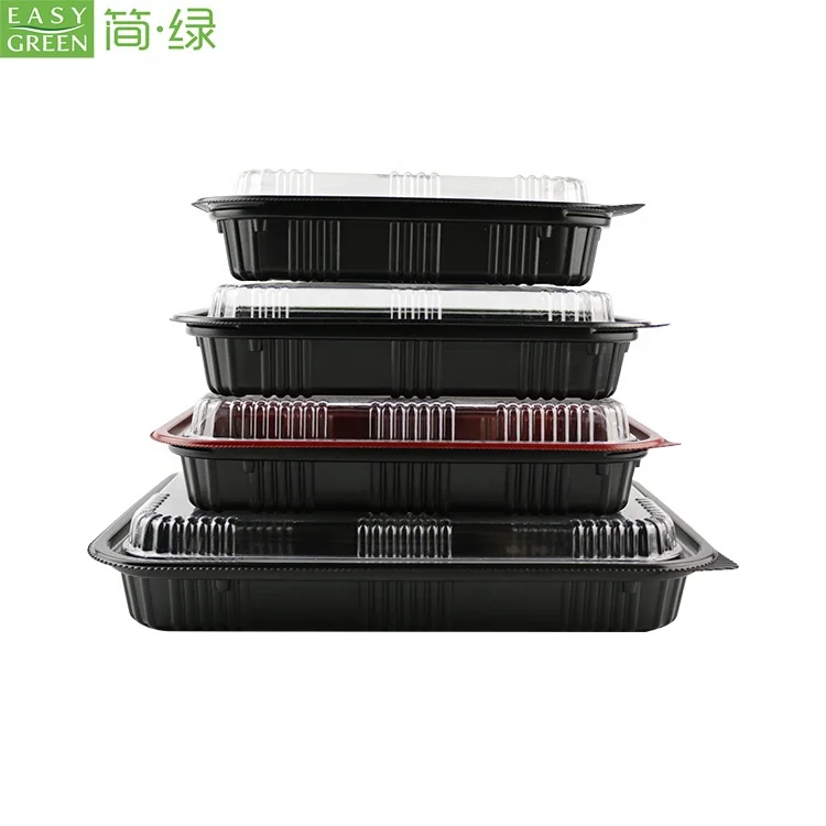 Easy Green Disposable Seafood Blister Frozen Shrimp Take Away Food Large Shallow Plastic Tray With Lids