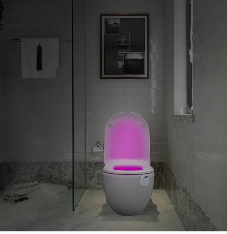 16 colors human intelligence smart led battery motion sensor toilet bowl night light for home