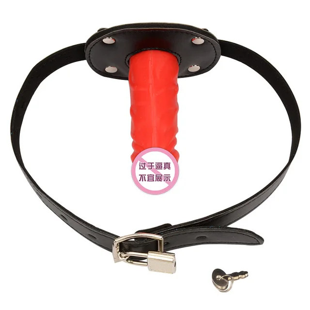 Silicone Dildo Gag Oral Penis Mouth Plug Penis Gag With Locking Buckles Leather Bondage