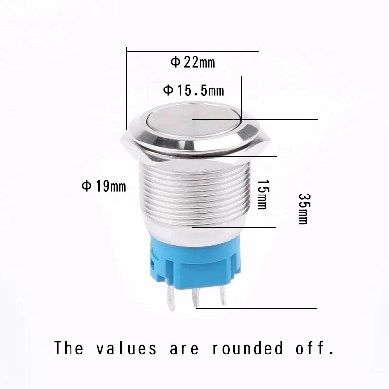 Stainless steel no nc 3 pin 2 step dia.19mm  Self-locking metal push button switch