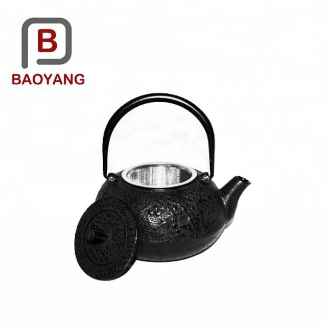 0.6L chinese cast iron teapot with brass handle