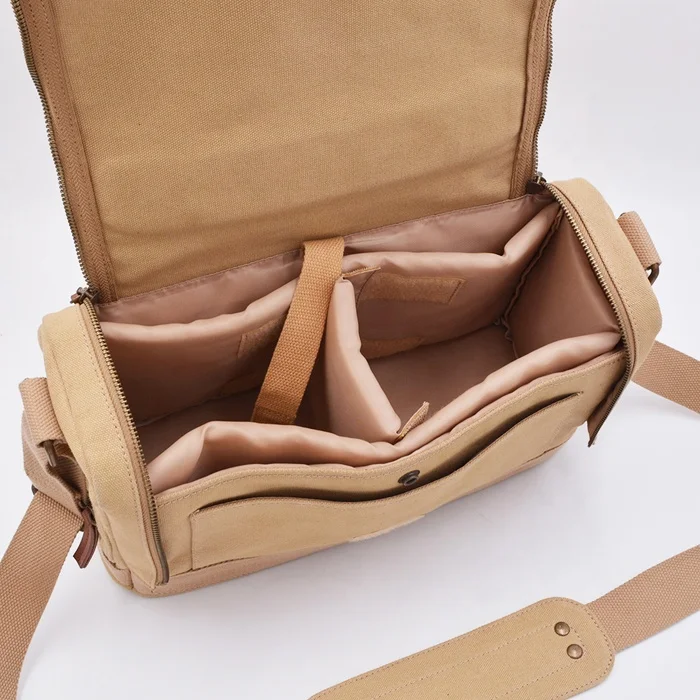 Vintage Waterproof Military Messenger Canvas DSLR Camera Bag