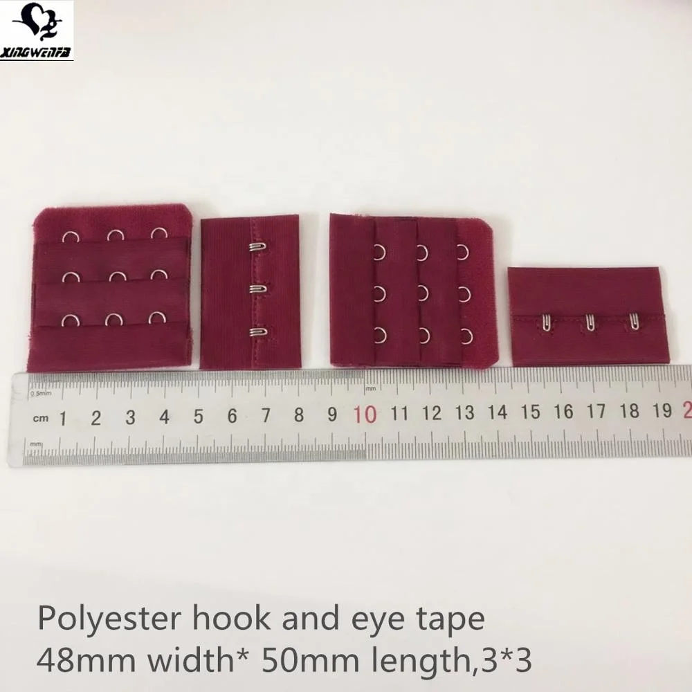 48mm 3*3 wine color Good quality polyester bra hook and eye tape