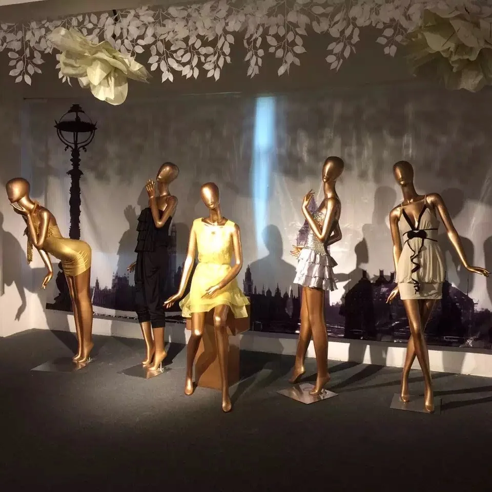 Female Goden Color Fiberglass Mannequin Wedding Dress Display Full Body Sexy Model  Egg Head Clothes Window Maneken Women