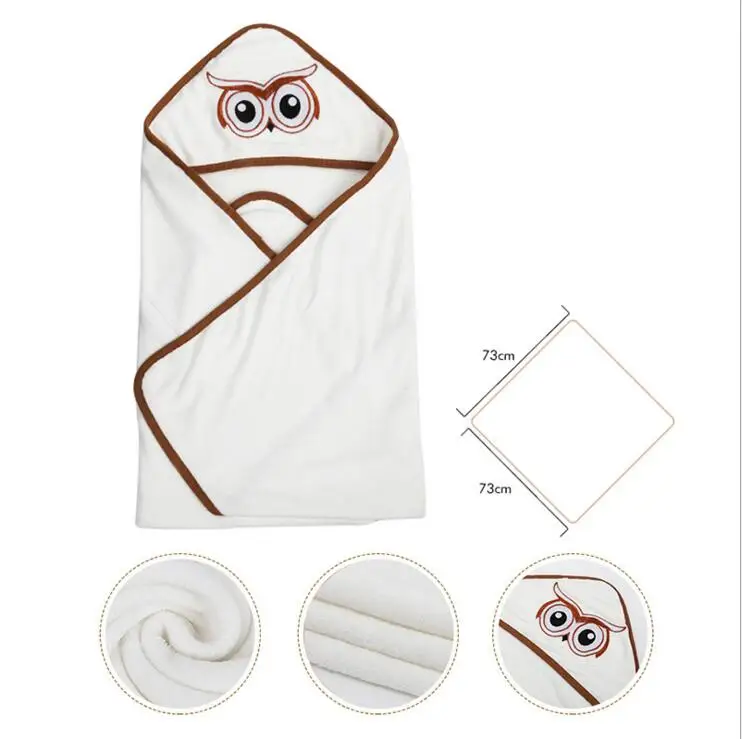 Custom organic bamboo cotton baby animals hooded towel soft baby hood towel