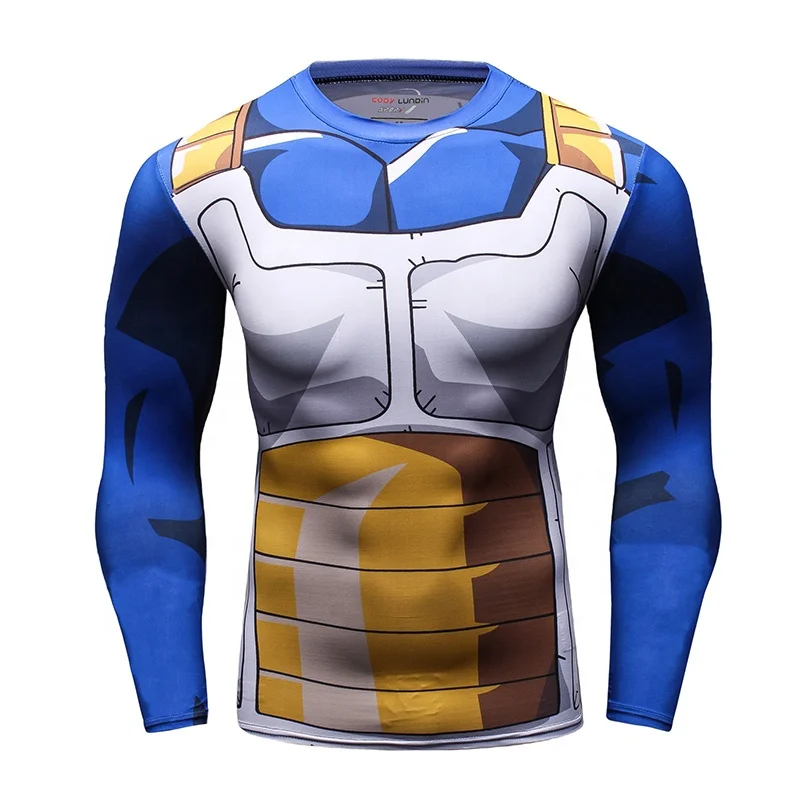 Japanese Anime Cosplay Costume Son Goku Vegeta Shirts Mens Sublimation Workout Clothing