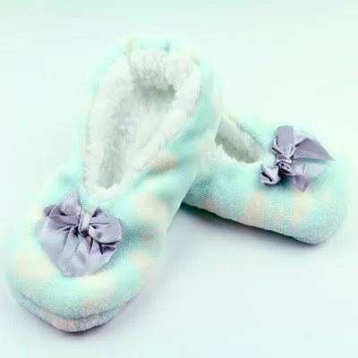 Women Coral soft sole household slippers and hosiery with silicone plastic outsole anti-slip warm floor shoes