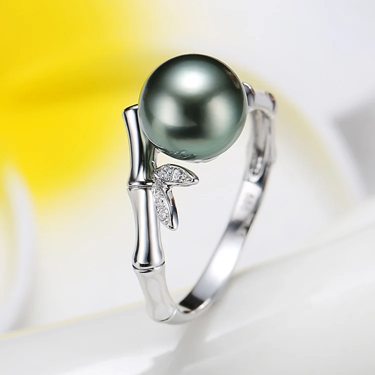 
Latest original design 18k white gold diamond tahitian pearl ring jewelry 