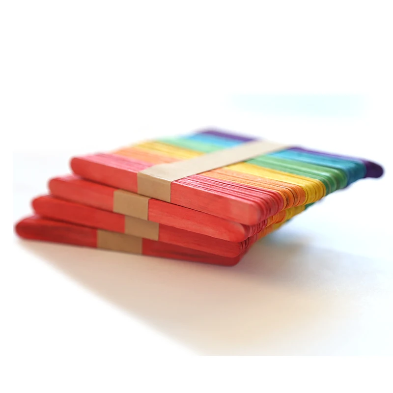 Straight edge colorful birch wood stick for ice cream