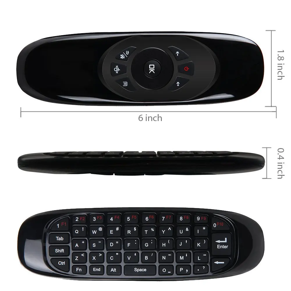 C120 2.4GHz Mini Rechargeable Wireless Fly Mouse Remote Control Keyboard with USB Receiver to Work for PC IPTV Android TV box