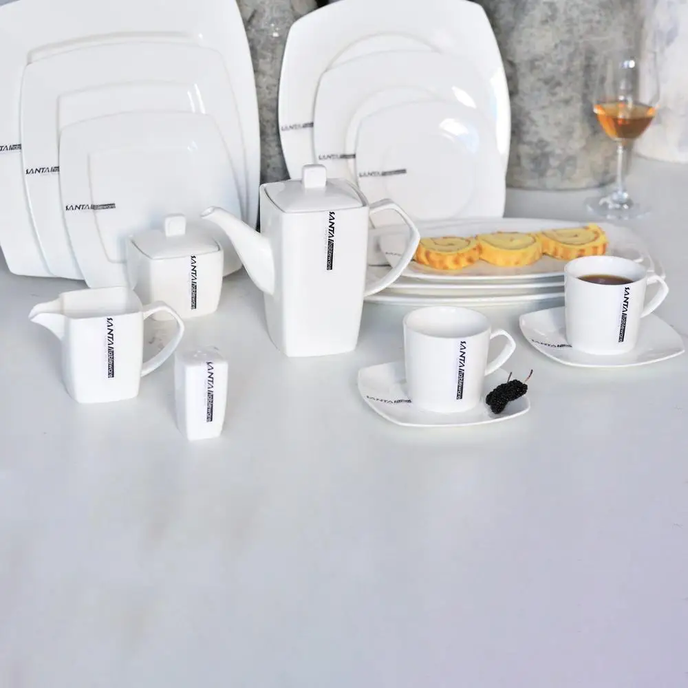 New Designed Wholesale Super White Plates Porcelain Dinnerware Set Ceramic