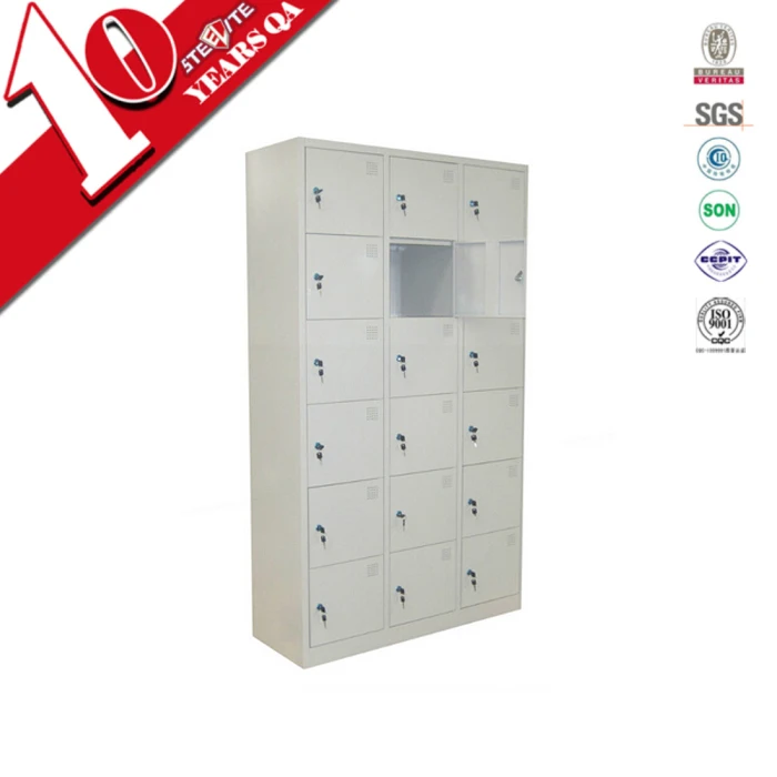 18 Compartments air Coin Lockers Sale/18 Door Metal File Cabinets Knock Down/light Blue Swimming Pool Metal Closet Lockers Lock