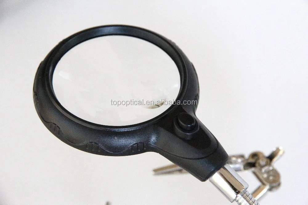 Desktop Third Hand Helping Magnifier With LED Light Working Magnifying Glass