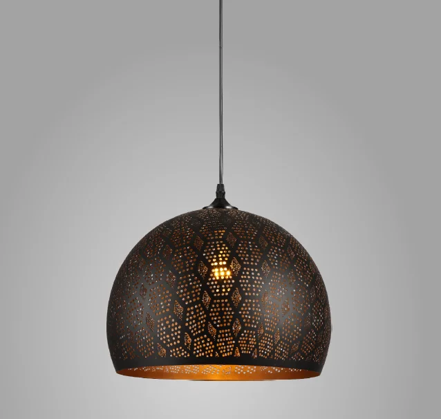 Deco Contemporary Hanging Lights Handmade Iron Drill Lamp Shade Morocco Etched Pendant Light