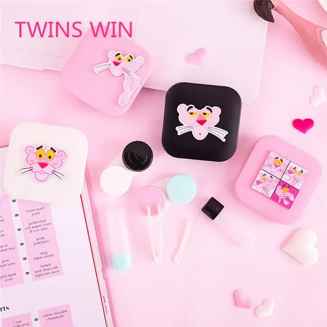2018 Canada Summer promotional gift circle lenses case hot selling China lenses box Pink Panther Design Contact lens box