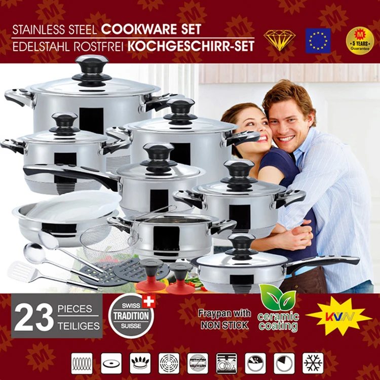 23 pcs. New fashion stainless steel royalty line cookware set