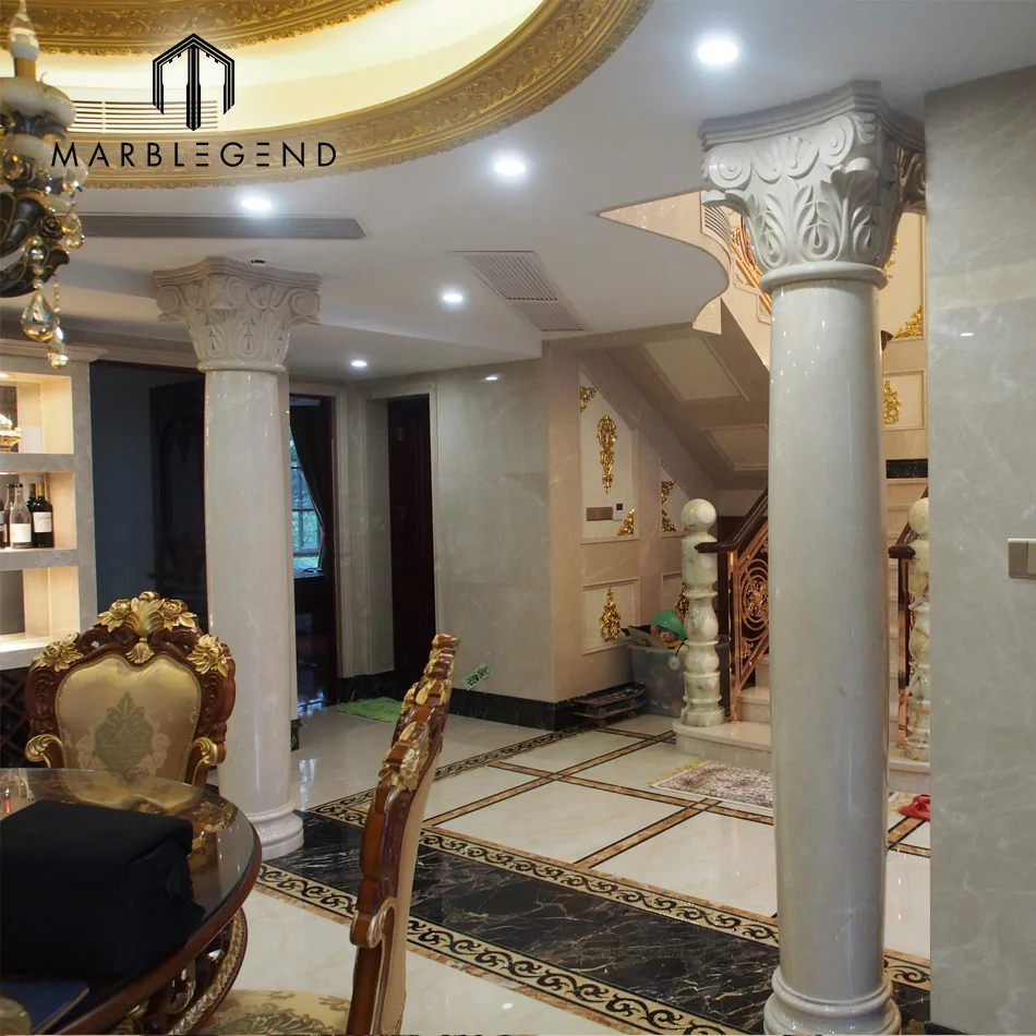 
factory price well polished venus beige marble column pillar design 