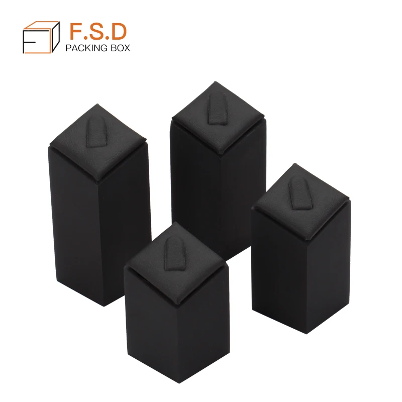 Factory Wholesale Black Leatherette Wedding Ring Display Stand Set Custom Ring Holder