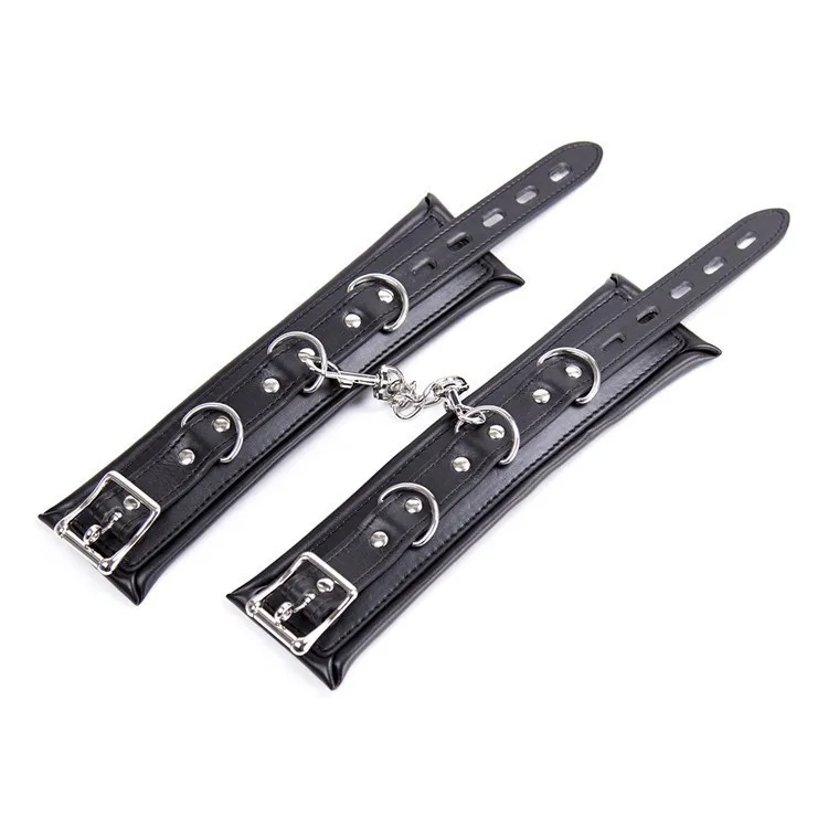 PU Leather Padded Hand Cuffs & Ankle Cuffs & Neck Collar Set BDSM Bondage Restraint Cosplay Accessories