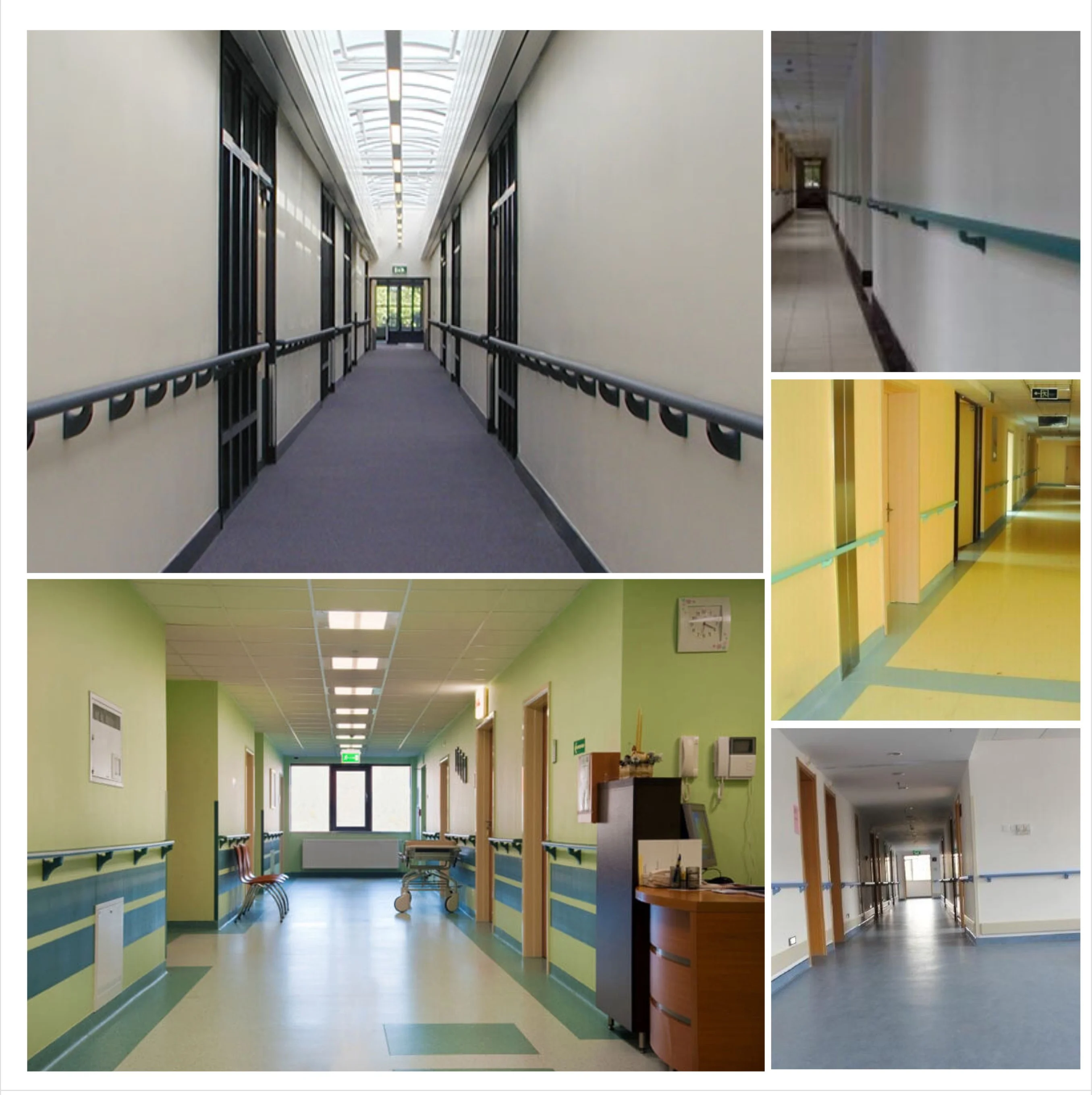 Aluminium vinyl plastic Hospital PVC corridor handrail for elderly