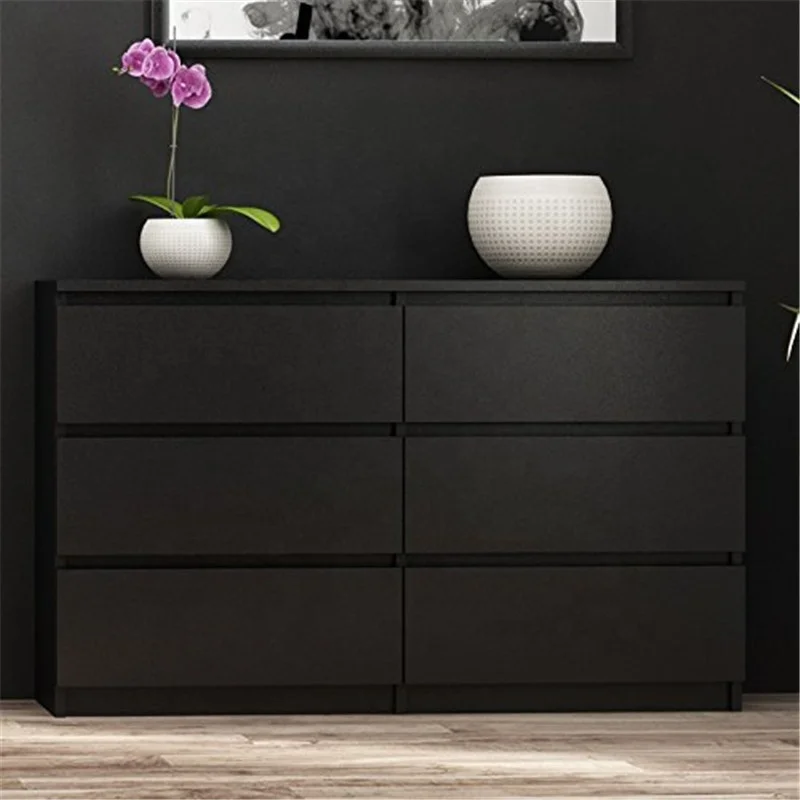 Hot sale Modern Design Melamine Matt Large Wide 6 Drawer Chest of Drawers for living room