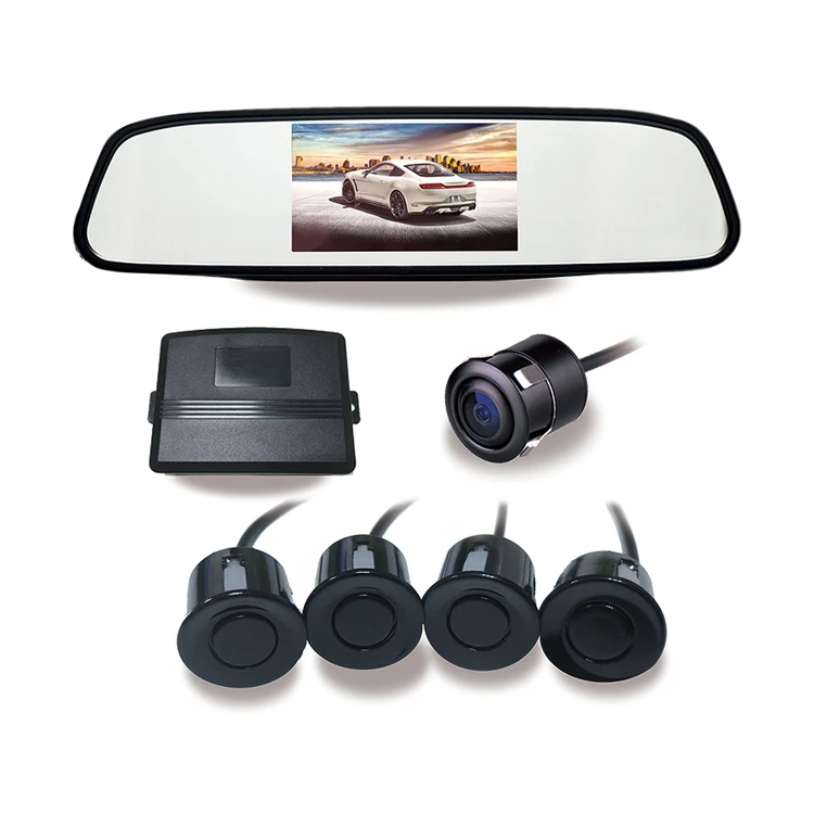 3 in 1 4.3 inch retrovisor monitor rear view camera back up TFT car video parking sensors with rear view mirror