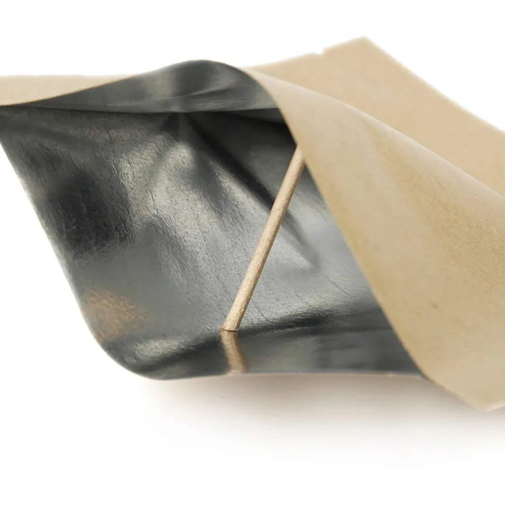 Natural Reusable Biodegradable Kraft Paper Foil Lined Heat Seal 3 side Flat Pouch Coffee Bag