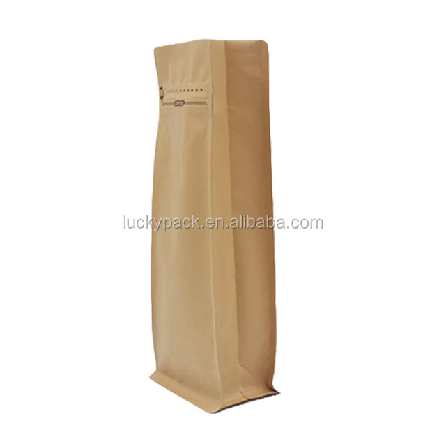 
Easy Tear Zipper Top Food Grade Kraft Paper Aluminum Foil Lined Coffee Bag With Valve 