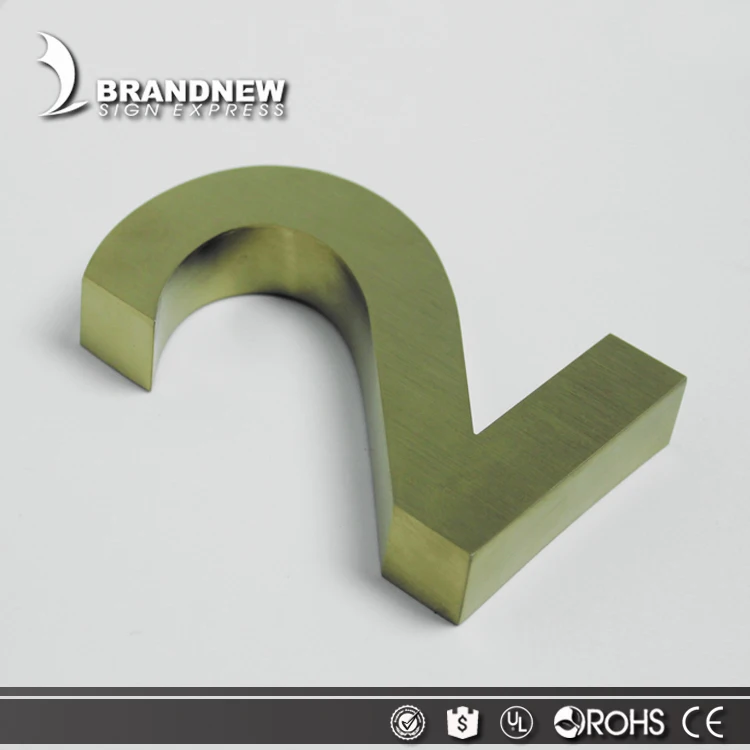 Factory custom brushed surface 3d house number stainless steel numbers
