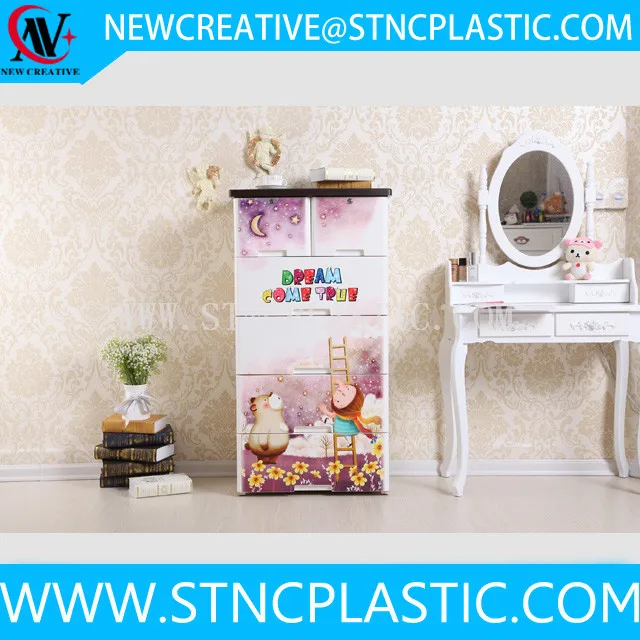 Пластиковый детский гардероб 5-слойный чехол с выдвижными ящиками двумя замок Одежда Шкаф для