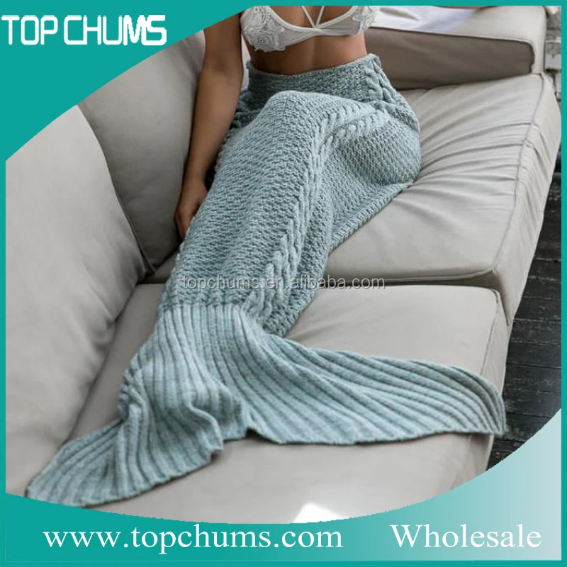 Китай поставщика пользовательские хорошее качество крючком хвост русалки одеяло amazon