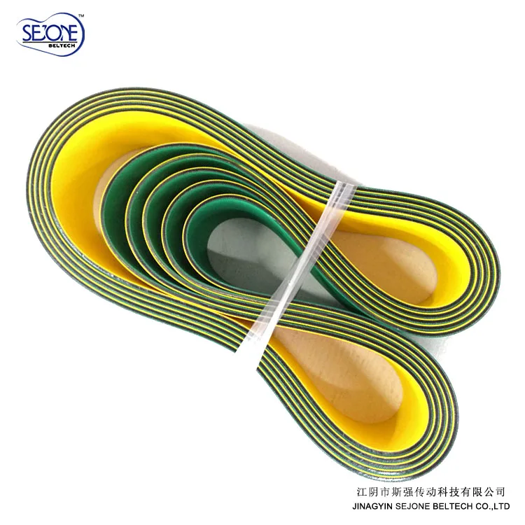 
3.5MM yellow/green automatic lathes belt Rubber flat power transmission belt high energy saving and antistatic belt 