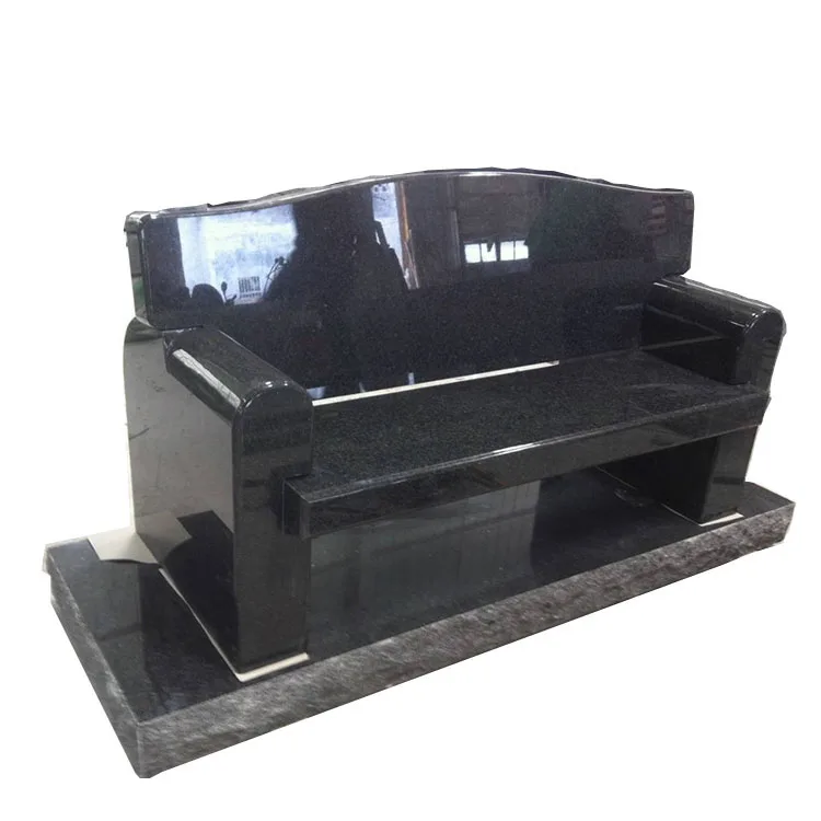 Quality Bench Tombstone Indian Black Granite Headstone