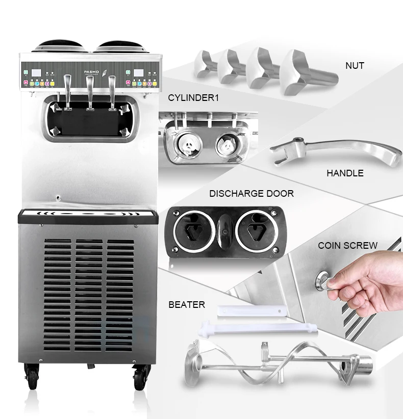 high performance 3 flavor fruit commercial soft serve ice cream maker machine frozen yogurt machine