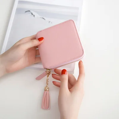 MIYIN Short Wallet Student New Fashionable and Beautiful Simple Zipper and tassel Small Wallet ladies wallets