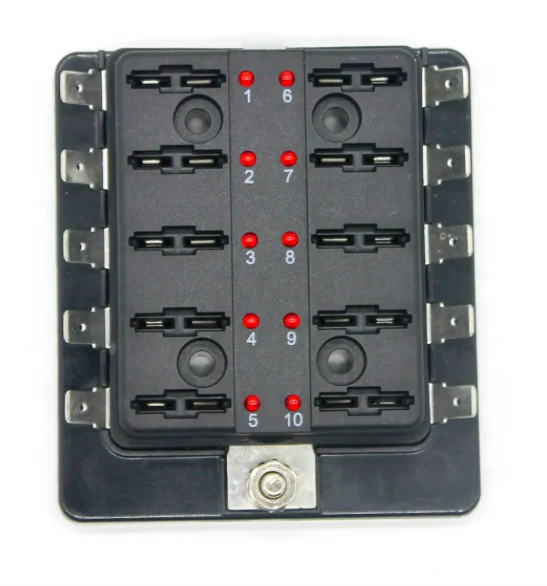 Universal 10 Way Fuse Box Block Fuse Holder Car Vehicle Circuit Auto Blade LED