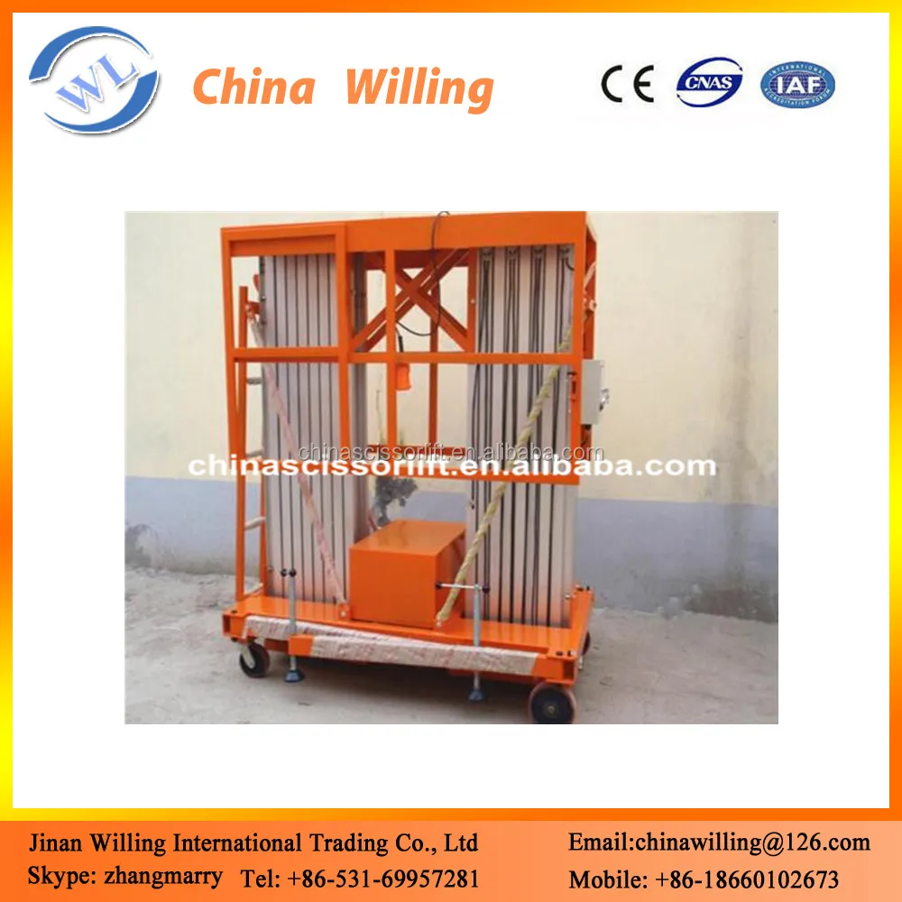 Двойной мачты 16 м сверхмощный алюминиевый сплав подъема подъема рабочей платформы на продажу