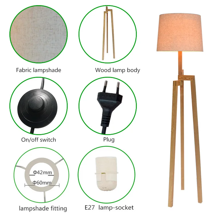 
essentials natural tripod wooden living room floor stand lamp 