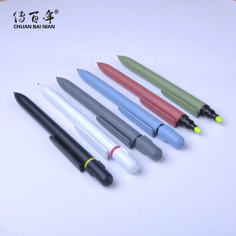 New Design Promotional Simple Double Side Ball Pen with Highlighter