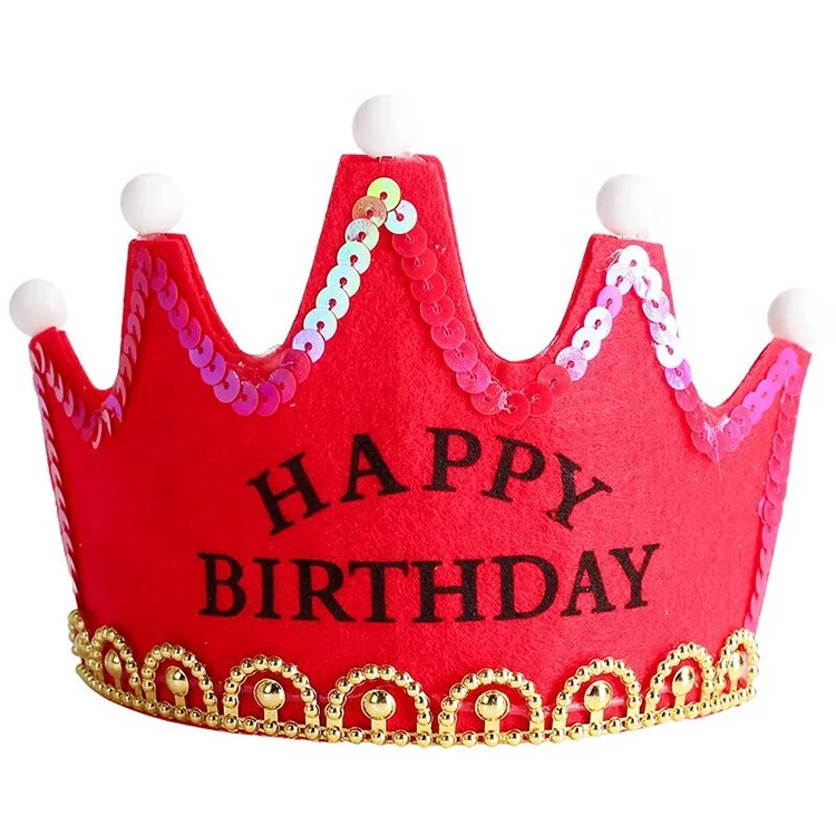 Kids LED Flashing Birthday Cap Non-woven King Princess LED Crown Glowing Birthday Party LED Hat