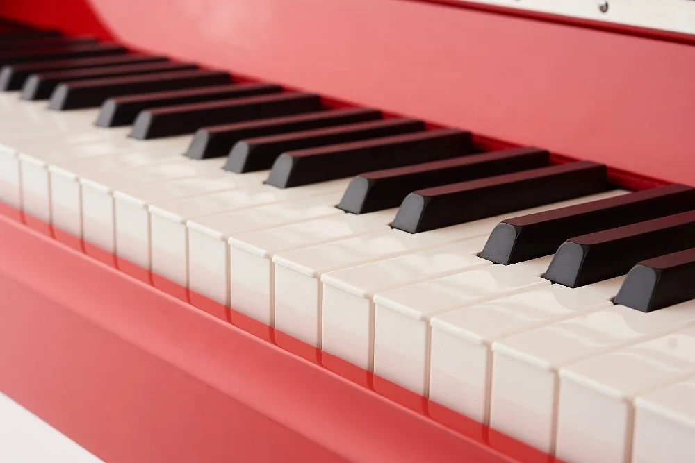 Digital Piano Red 88 Keys with Pedals Melamine Board LCD Display Durable Polished