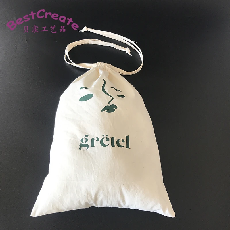 
Custom Logo Printed Large 30x45cm Drawstring Natural Cotton Apparel dust bags 