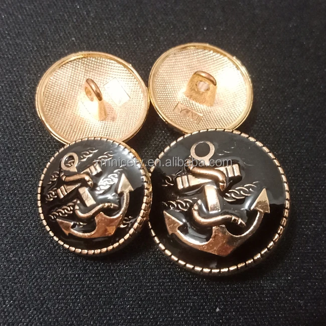 metal anchor button custom metal shank button