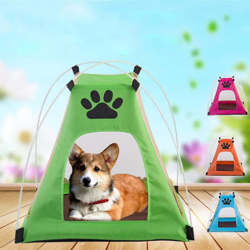 Teepee Pop-Up Dog Cat Bed small Portable Foldable Pet Tent with cushion